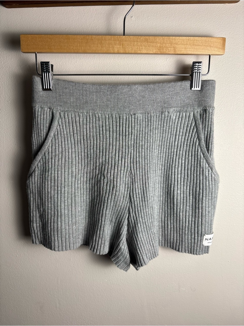 NWT Nama Ribbed Knit Grey Athletic Shorts Small